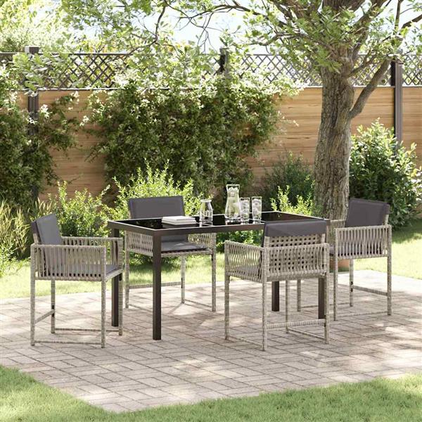 Grote foto vidaxl tuin eetset 5 pcs lichtgrijs poly rattan tuin en terras tuinmeubelen