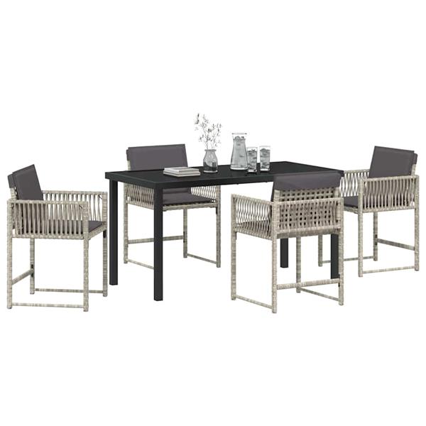 Grote foto vidaxl tuin eetset 5 pcs lichtgrijs poly rattan tuin en terras tuinmeubelen