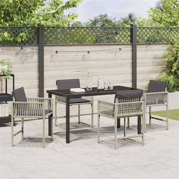 Grote foto vidaxl tuin eetset 5 pcs lichtgrijs poly rattan tuin en terras tuinmeubelen