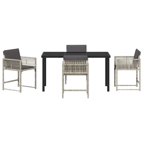 Grote foto vidaxl tuin eetset 5 pcs lichtgrijs poly rattan tuin en terras tuinmeubelen