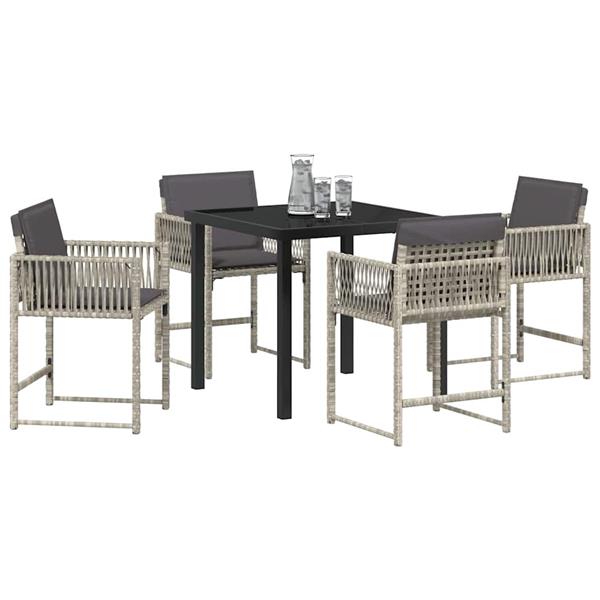 Grote foto vidaxl tuin eetset 5 pcs lichtgrijs poly rattan tuin en terras tuinmeubelen