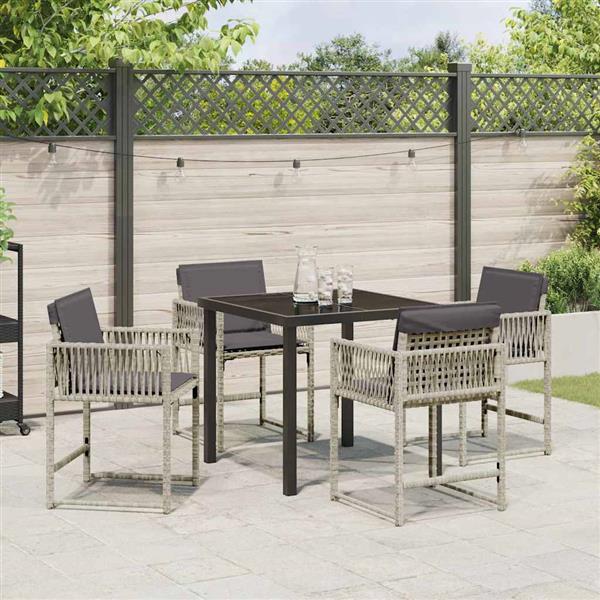 Grote foto vidaxl tuin eetset 5 pcs lichtgrijs poly rattan tuin en terras tuinmeubelen