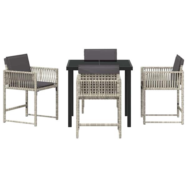 Grote foto vidaxl tuin eetset 5 pcs lichtgrijs poly rattan tuin en terras tuinmeubelen