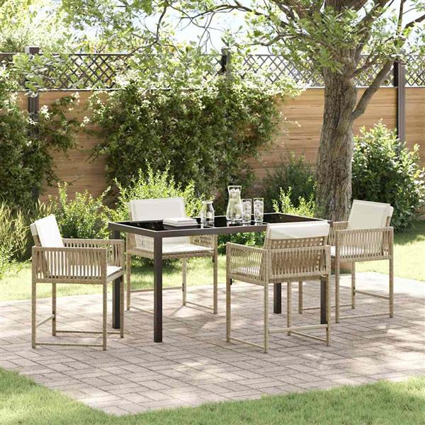 Grote foto vidaxl tuin eetset 5 pcs beige poly rattan tuin en terras tuinmeubelen