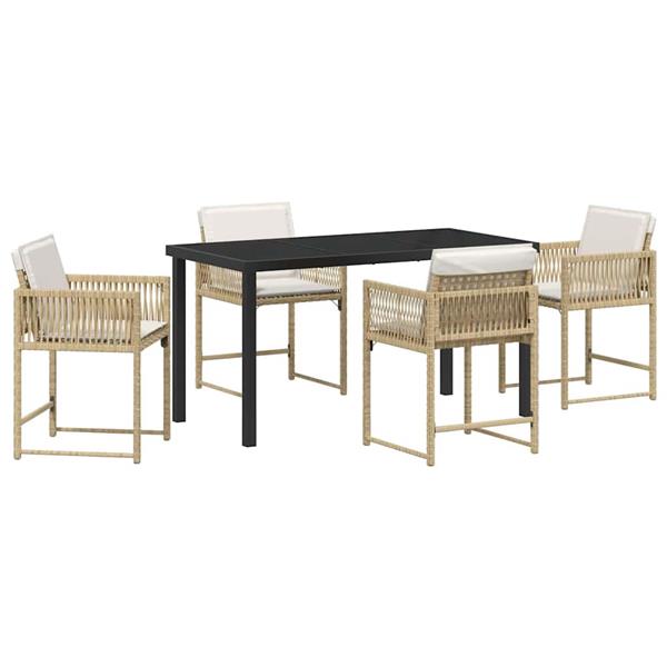 Grote foto vidaxl tuin eetset 5 pcs beige poly rattan tuin en terras tuinmeubelen