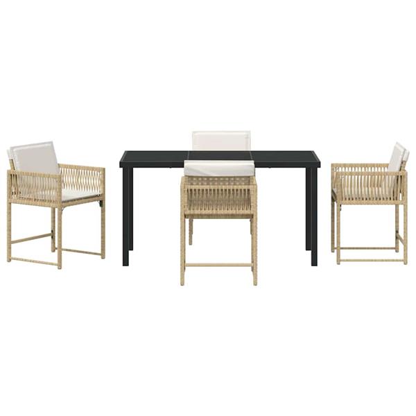 Grote foto vidaxl tuin eetset 5 pcs beige poly rattan tuin en terras tuinmeubelen