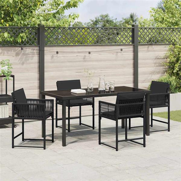 Grote foto vidaxl tuin eetset 5 pcs zwart poly rattan tuin en terras tuinmeubelen