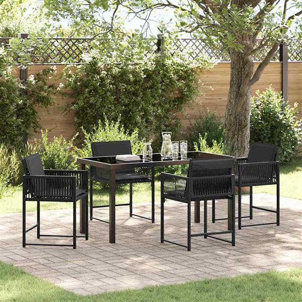 Grote foto vidaxl tuin eetset 5 pcs zwart poly rattan tuin en terras tuinmeubelen
