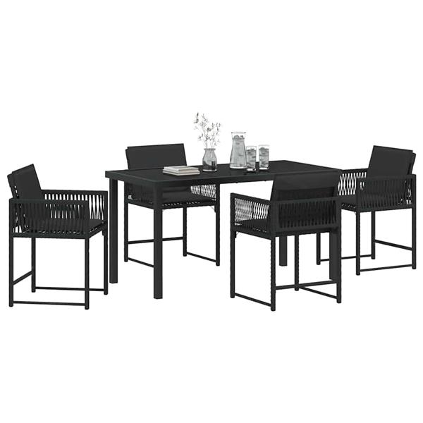 Grote foto vidaxl tuin eetset 5 pcs zwart poly rattan tuin en terras tuinmeubelen