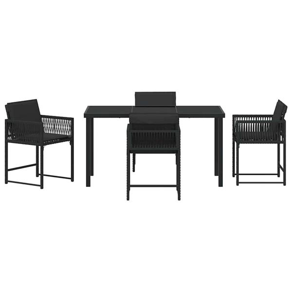 Grote foto vidaxl tuin eetset 5 pcs zwart poly rattan tuin en terras tuinmeubelen
