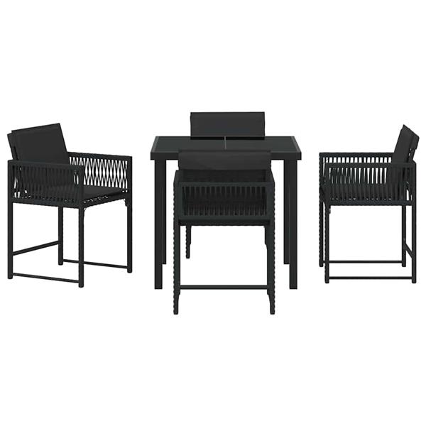 Grote foto vidaxl tuin eetset 5 pcs zwart poly rattan tuin en terras tuinmeubelen