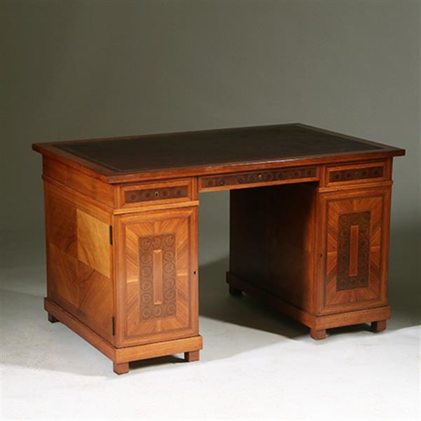 Grote foto oesterfineer ingelegd bureau met bureau stoel in bekleding naar wens no.320435 antiek en kunst stoelen en banken