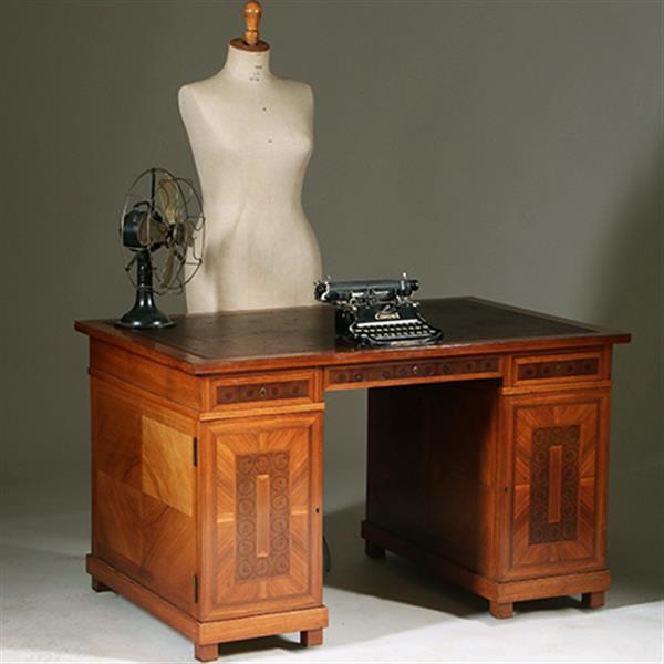 Grote foto oesterfineer ingelegd bureau met bureau stoel in bekleding naar wens no.320435 antiek en kunst stoelen en banken