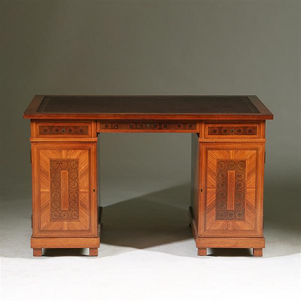 Grote foto oesterfineer ingelegd bureau met bureau stoel in bekleding naar wens no.320435 antiek en kunst stoelen en banken