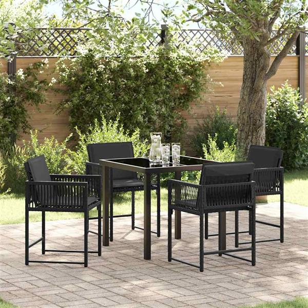 Grote foto vidaxl tuin eetset 5 pcs zwart poly rattan tuin en terras tuinmeubelen