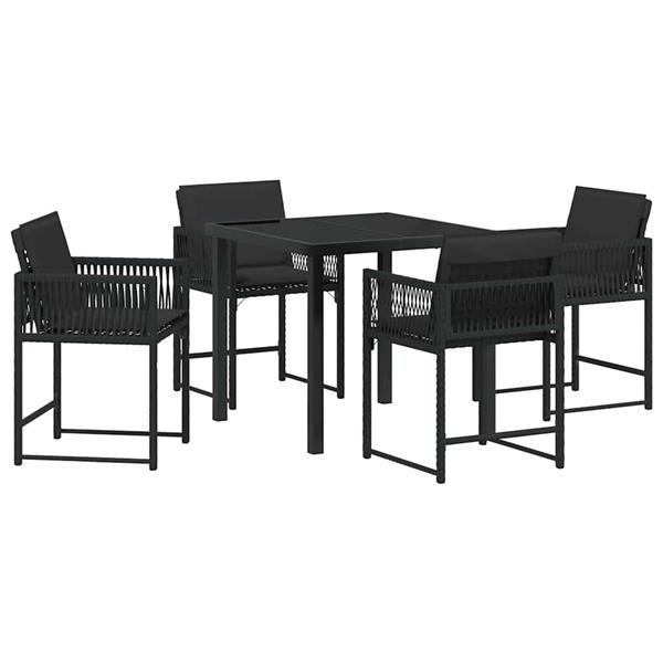 Grote foto vidaxl tuin eetset 5 pcs zwart poly rattan tuin en terras tuinmeubelen