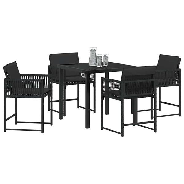 Grote foto vidaxl tuin eetset 5 pcs zwart poly rattan tuin en terras tuinmeubelen