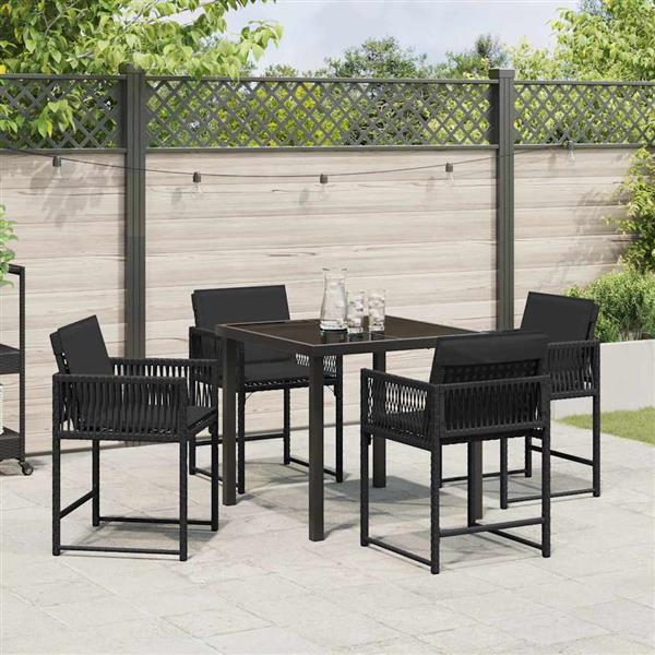 Grote foto vidaxl tuin eetset 5 pcs zwart poly rattan tuin en terras tuinmeubelen
