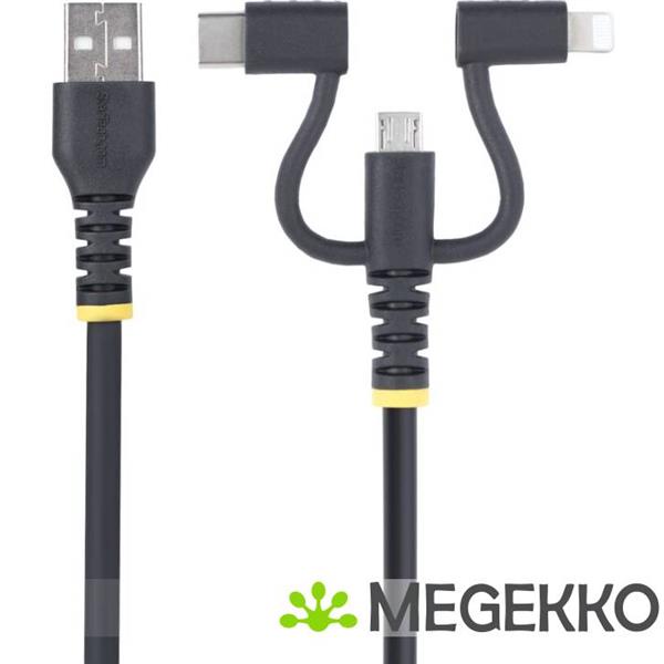 Grote foto startech.com 1m robuuste usb multi oplaadkabel usb naar lightning micro usb type c apple mfi gecer computers en software overige computers en software
