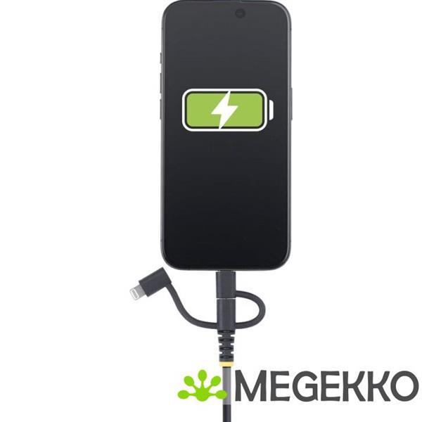 Grote foto startech.com 1m robuuste usb multi oplaadkabel usb naar lightning micro usb type c apple mfi gecer computers en software overige computers en software