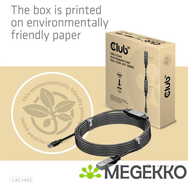 Grote foto club3d cac 1405 usb kabel 10 m usb 3.2 gen 2 3.1 gen 2 usb a zwart computers en software overige computers en software