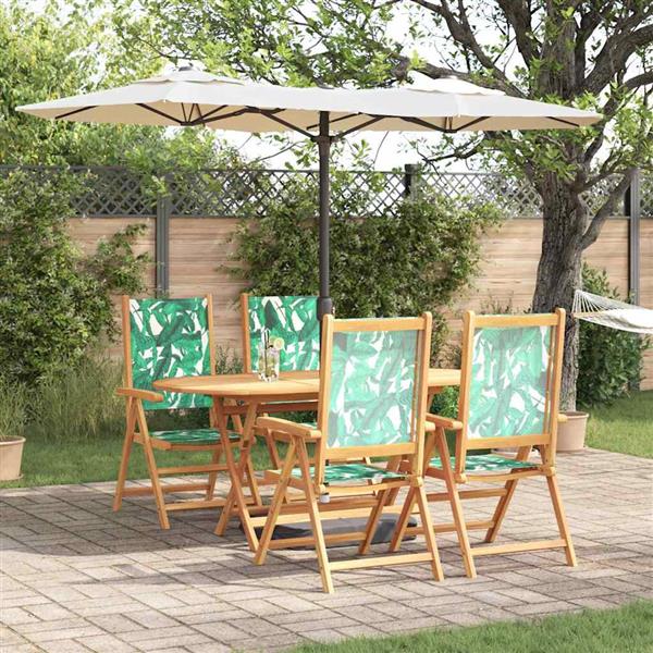 Grote foto vidaxl tuin eetset 5 pcs bladpatroon massief acaciahout tuin en terras tuinmeubelen