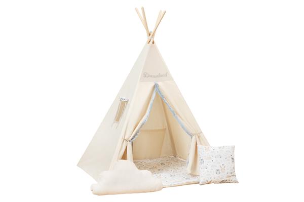 Grote foto tipi tent dreamland met pompons tipi met pompons 2 kussens en mat kinderen en baby overige