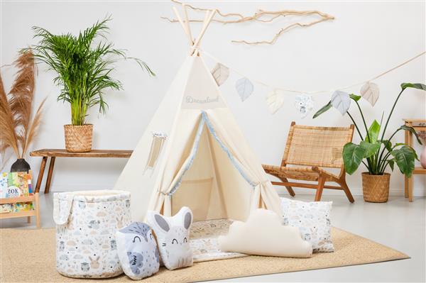Grote foto tipi tent dreamland met pompons tipi met pompons 2 kussens en mat kinderen en baby overige