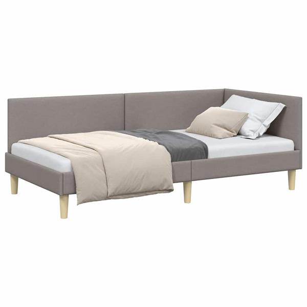 Grote foto vidaxl hoekbedframe taupe 90 x 200 cm stof en ge mproviseerd hout antiek en kunst stoelen en banken