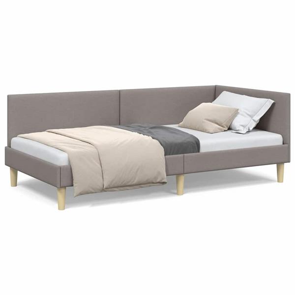 Grote foto vidaxl hoekbedframe taupe 90 x 200 cm stof en ge mproviseerd hout antiek en kunst stoelen en banken