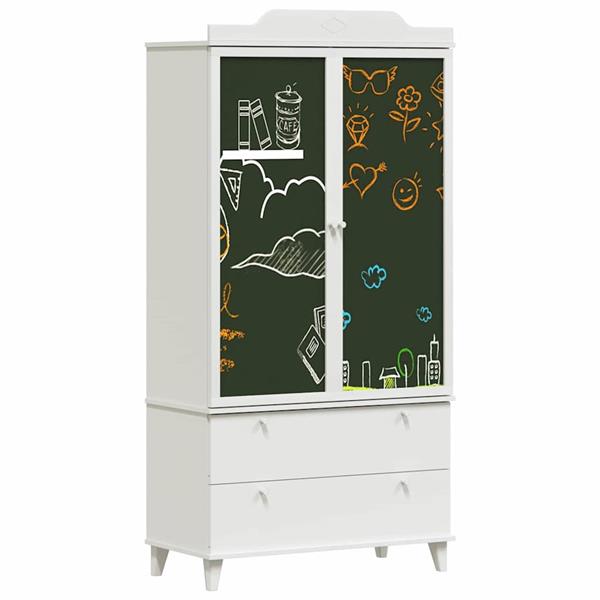 Grote foto vidaxl kledingkast met krijtbord wit 90 x 45 x 180 cm bewerkt hout huis en inrichting overige