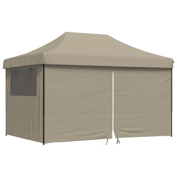 Grote foto vidaxl partytent inklapbaar pop up met 4 zijwanden taupe tuin en terras overige tuin en terras