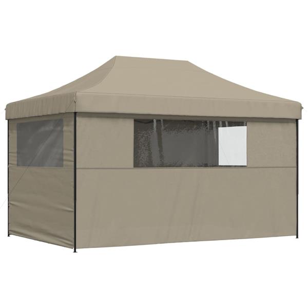Grote foto vidaxl partytent inklapbaar pop up met 4 zijwanden taupe tuin en terras overige tuin en terras