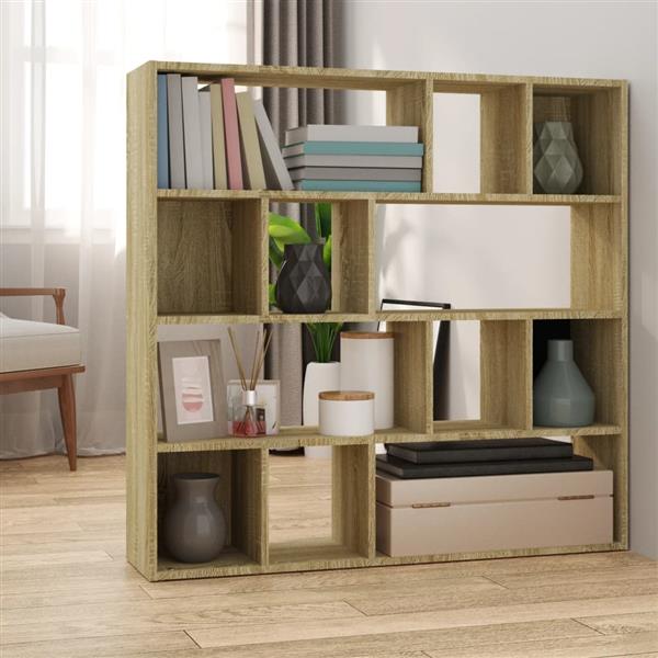 Grote foto vidaxl boekenkast kamerscherm 105x24x102 cm sonoma eikenkleurig huis en inrichting overige huis en inrichting