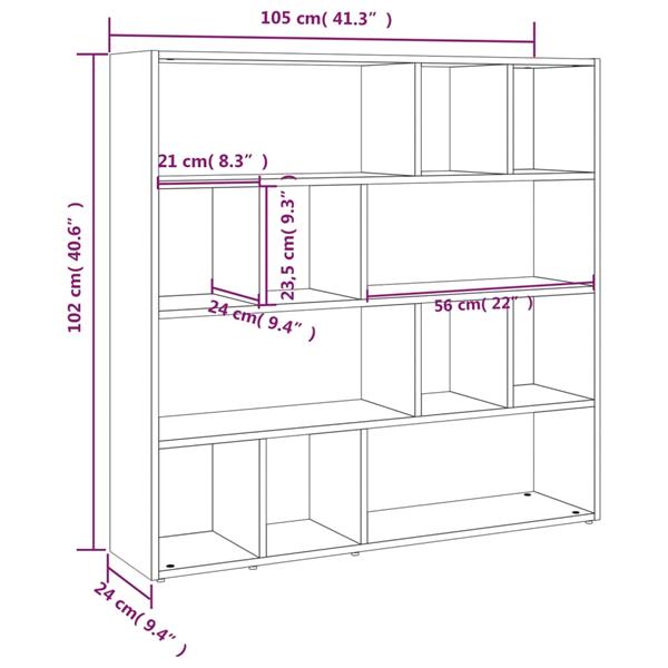 Grote foto vidaxl boekenkast kamerscherm 105x24x102 cm sonoma eikenkleurig huis en inrichting overige huis en inrichting