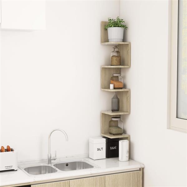 Grote foto vidaxl hoekwandschap 20x20x127 5 cm bewerkt hout sonoma eikenkleurig huis en inrichting woningdecoratie