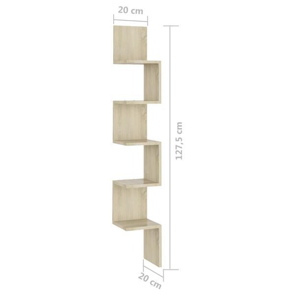 Grote foto vidaxl hoekwandschap 20x20x127 5 cm bewerkt hout sonoma eikenkleurig huis en inrichting woningdecoratie
