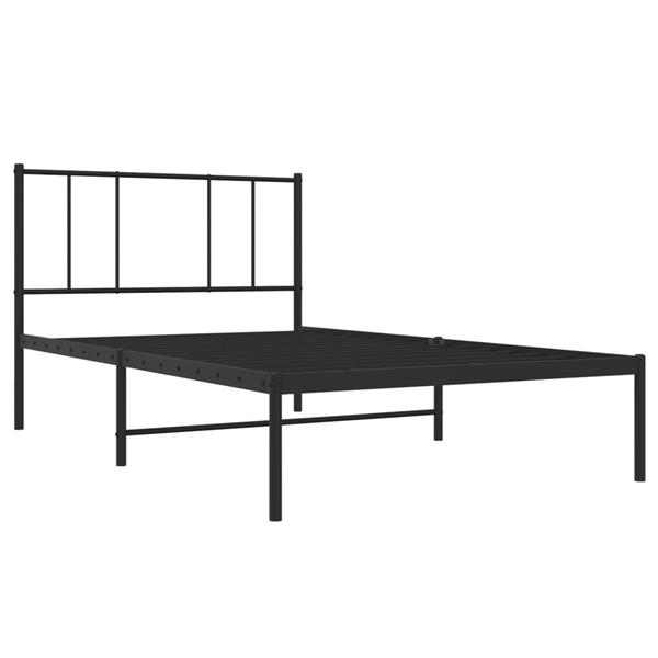 Grote foto vidaxl bedframe met hoofdbord metaal zwart 90x200 cm antiek en kunst stoelen en banken