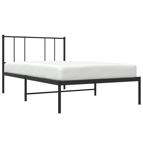 Grote foto vidaxl bedframe met hoofdbord metaal zwart 90x200 cm antiek en kunst stoelen en banken