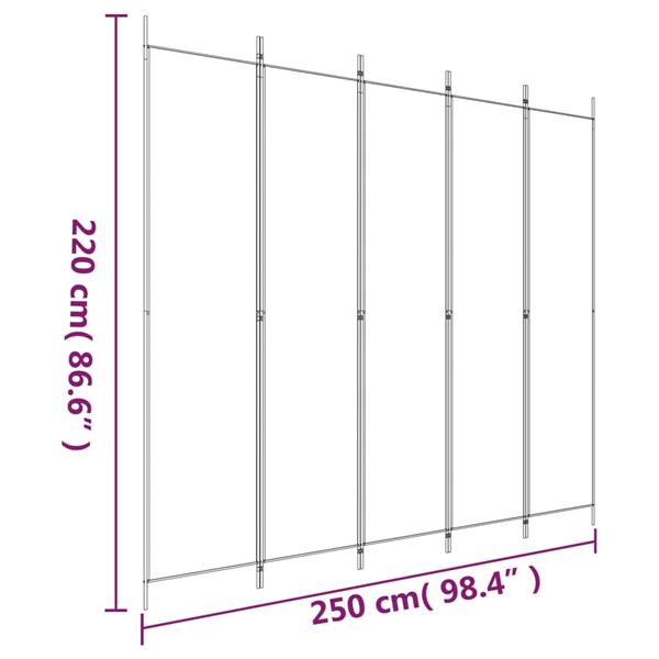 Grote foto vidaxl kamerscherm met 5 panelen 250x220 cm stof zwart huis en inrichting overige huis en inrichting