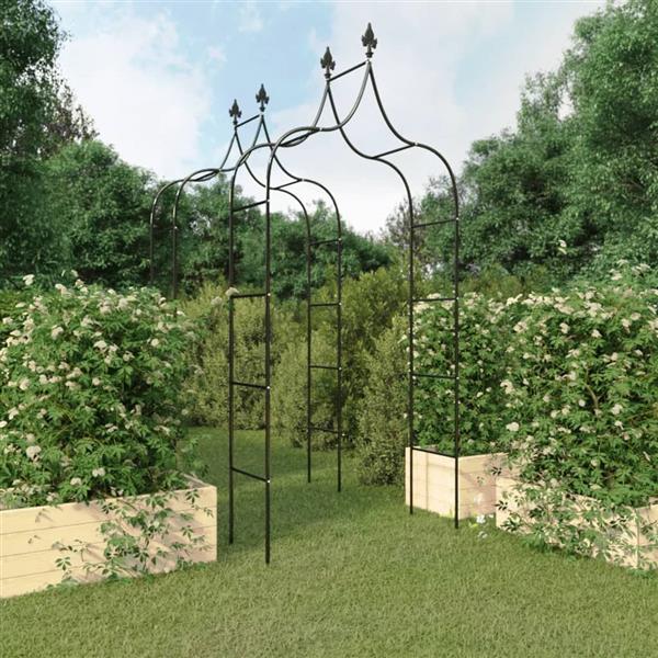 Grote foto vidaxl tuinbogen 2 st 120x38x260 cm staal zwart tuin en terras overige tuin en terras