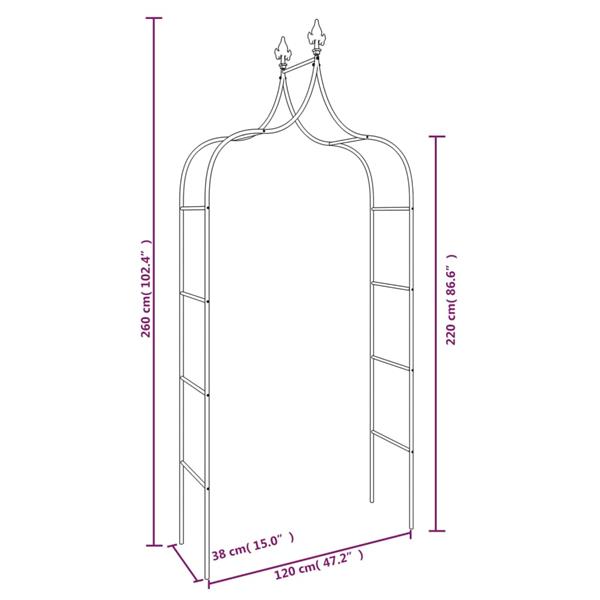 Grote foto vidaxl tuinbogen 2 st 120x38x260 cm staal zwart tuin en terras overige tuin en terras