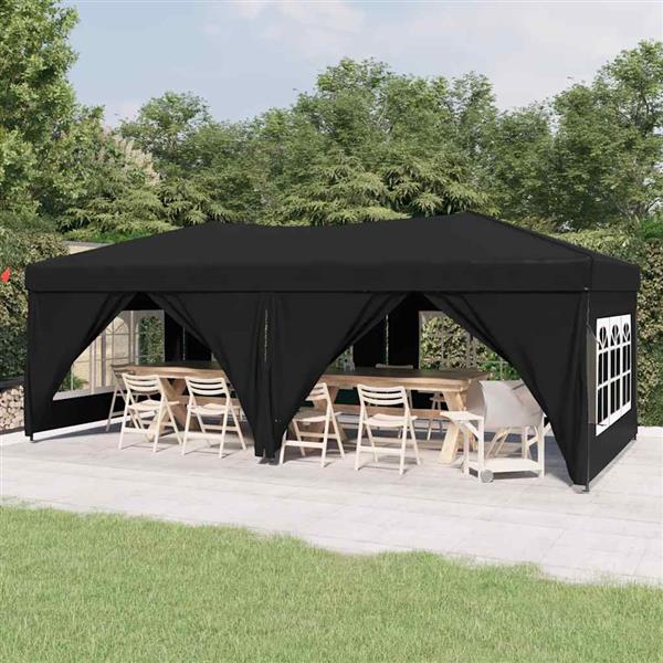 Grote foto vidaxl partytent inklapbaar met zijwanden 3x6 m zwart tuin en terras overige tuin en terras