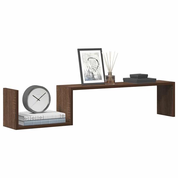 Grote foto vidaxl wandschappen 2 st 100x15x20 cm bewerkt hout bruin eikenkleur huis en inrichting woningdecoratie