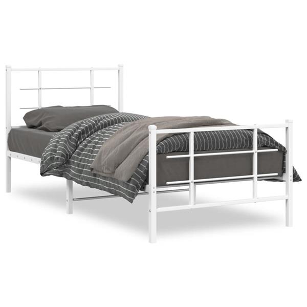 Grote foto vidaxl bedframe met hoofd en voeteneinde metaal wit 90x200 cm antiek en kunst stoelen en banken