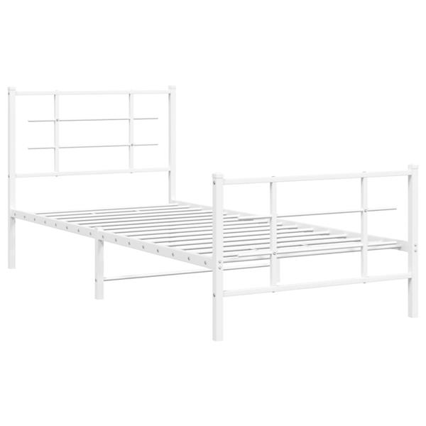 Grote foto vidaxl bedframe met hoofd en voeteneinde metaal wit 90x200 cm antiek en kunst stoelen en banken