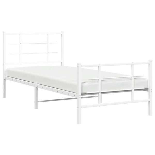Grote foto vidaxl bedframe met hoofd en voeteneinde metaal wit 90x200 cm antiek en kunst stoelen en banken