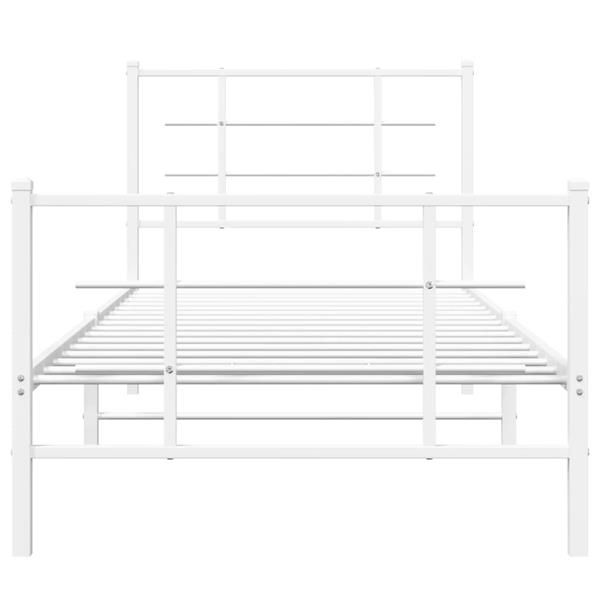 Grote foto vidaxl bedframe met hoofd en voeteneinde metaal wit 90x200 cm antiek en kunst stoelen en banken