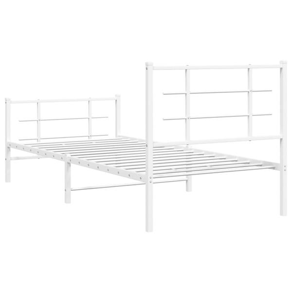 Grote foto vidaxl bedframe met hoofd en voeteneinde metaal wit 90x200 cm antiek en kunst stoelen en banken