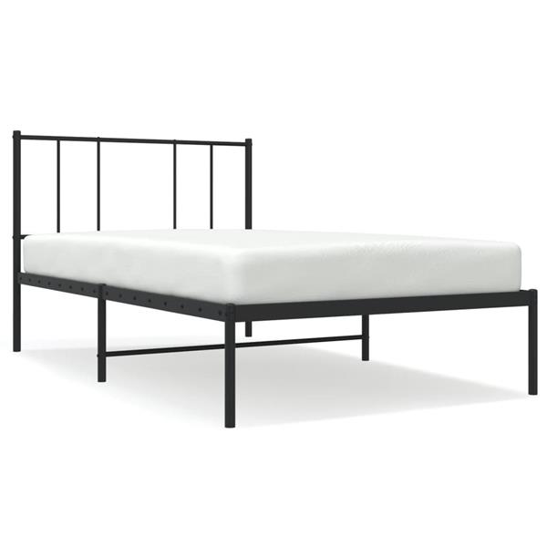 Grote foto vidaxl bedframe met hoofdbord metaal zwart 90x200 cm antiek en kunst stoelen en banken